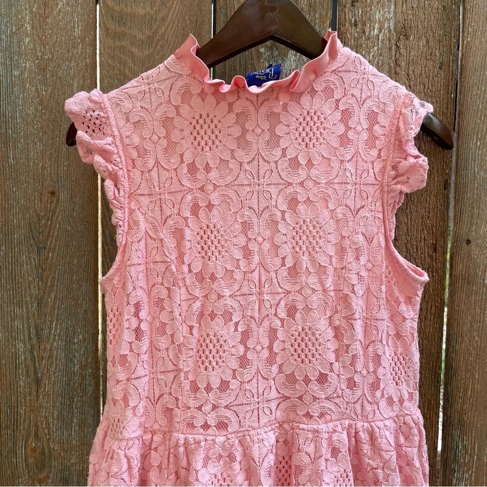DISNEY Girls Pink Floral Lace Ruffle Mini Dress Beauty Beast Size Large - Picture 11 of 12